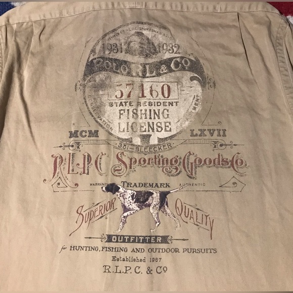 Vintage Ralph Lauren Polo RLPC Sportsman FISHING DOG HUNTING Shirt L Rlx Rod Usa - Picture 11 of 14